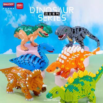 China 3D Model Jurassic Dinosaur Brick Toy For Kids Carnotaurus Tyrannosaurus Building Block Toy Balody Triceratops Plesiosaur Micro Building Mini for sale