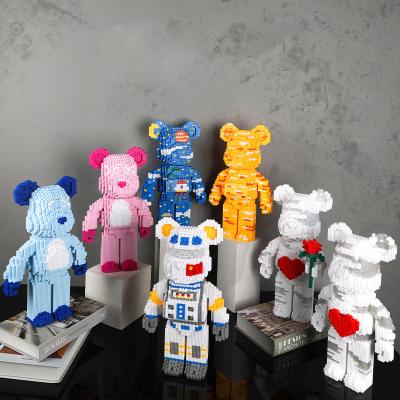 China Assembled 36cm Diamond Micro Bricks Figure Small Bearbrick Model Building Toy Space Bear 3D Connection Building Blocks Toy For Kids for sale