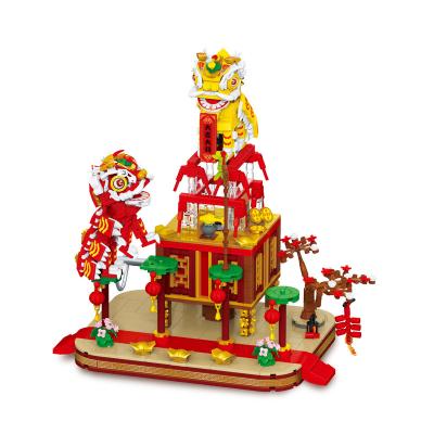 China Construction Toy New Arrivals Chinese Culture DIY assembled the new year building block of Lion Dance Brick Music Box toys for sale