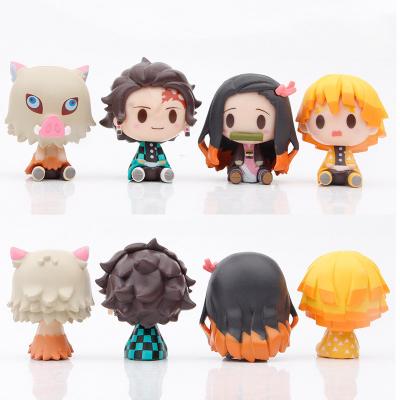 China High Quality 4pcs/lot Cartoon Toy High Quality 4pcs/lot Cartoon Tanjiro Nidouzi Inosuke Zenizu Dolls PVC Demon Slayer Action Numbers Toys for sale