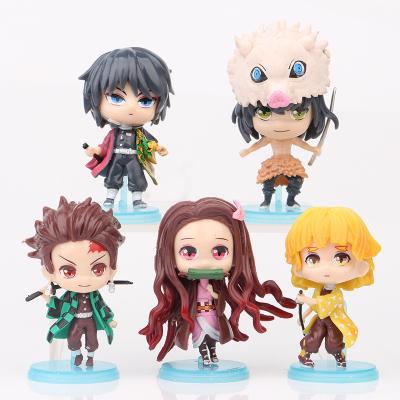 China PVC Dolls Demon Slayer Action Numbers Toys Kamado Tanjiro Nezuko Nidouzi Inosuke Zenitsu Collectible Toy High Quality 5pcs/lot Cartoon for sale