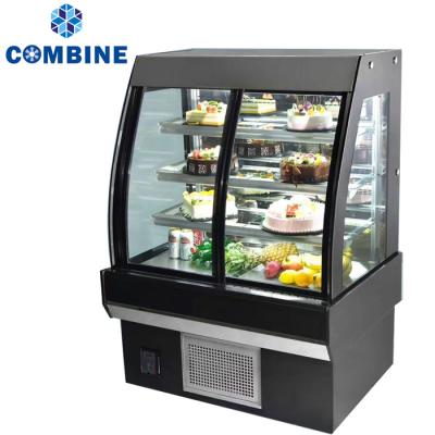 China Single-Temperature Open Door Cake Cabinet Freezer Display Cabinet Front Commercial Glass Curved Sushi Cabinet with Defog Function for sale