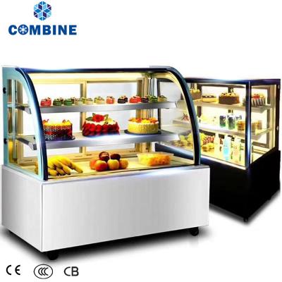 China Single-Temperature Low Price Commercial Cake Display Cooler Chocolate Showcase Cake Showcase Curved Cake Display for sale