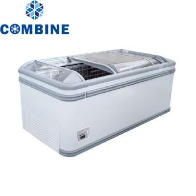 China High Temperature Combo Island Glass Door Portable Freezer For Commercial Use SD 590L for sale