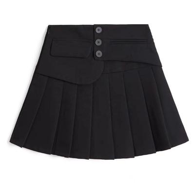 China Fashion Anti-static High Quality New Style Casual Girls Wear Women Office Elegant Black Pleated Short Skirts for sale