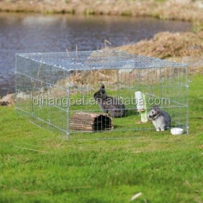 China Sustainable Folding Rabbit Race Cage Metal Enclosure With Cover for sale