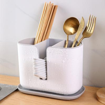 China Detachable kitchen utensil holder cutlery drainer cutlery holder chopsticks compartment spoon fork drain basket drain stand for sale