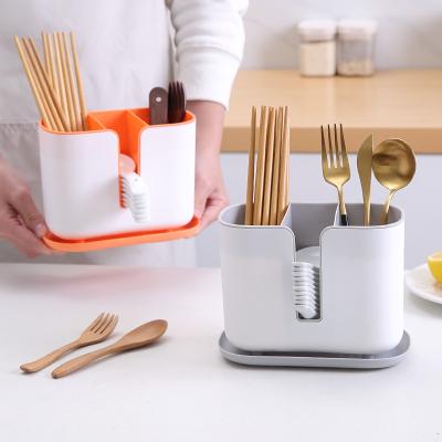 China High Quality Viable Utensil Holder Cutlery Drainer Compartment Spoon Chopsticks Bifurcate Drain Rack Flatware Storage Organizer for sale