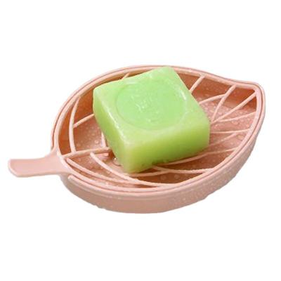 China Household Disposable Creative Kitchen Soap Box Leaf Shape Holder Bathroom Double Layer Soap Crate Drain Portable Soap Boxes Holder for sale