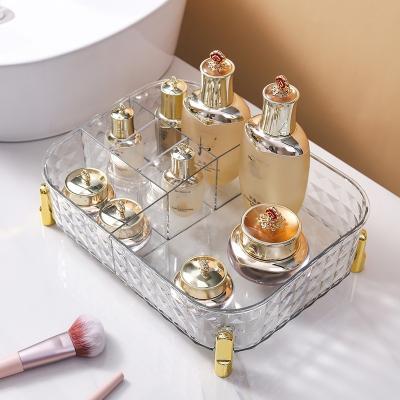 China Wholesale Viable Luxury Plastic Makeup Organizer Bathroom Saving Space Makeup Holder Large Capacity Cosmetics Storage Box for sale