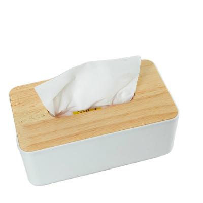 China High Quality Durable Bathroom Tissue Box Lid Storage Car Cube White Tissue Box Holder With Side Organizer for sale