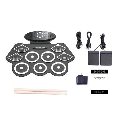 China Exquisite Foldable Electronic Drum Kit, Portable Rolled Digital Drum Kit, High Quality Silicone Drum Kit for sale