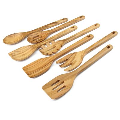 China Sustainable Customized Kitchen Cooking Olive Wood Spoon Soup Kitchen Tool Utensils Set for sale