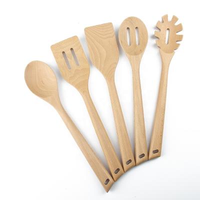 China Sustainable Kitchen Tools And Gadgets Solid Beech Wood Cooking Kitchen Utensils for sale