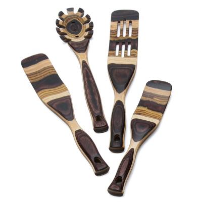 China Sustainable Kitchen Accessories Cooking Tools Black Pakka Wood Kitchen Utensils for sale