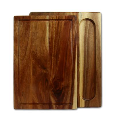 China Sustainable Premium Thick Acacia Double Side Cutting Board Wooden Butcher Block With Juice Groove for sale