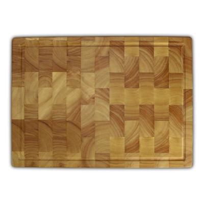 China 100% Sustainable Wooden End Grain Cutting Board Solid Rubber Wood Tray For Serving for sale