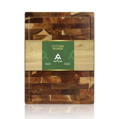 China Wholesale Custom Viable Custom End Grain Acacia Wood Block Kitchen Choppers Wooden Cutting Board for sale