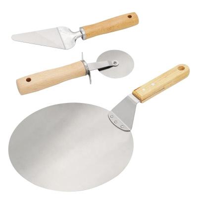 China 3 pcs workable round pizza cutting board pizza shovel pizza cutter for sale