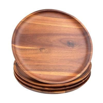 China Best Viable Selling Wooden Cake Pan Round Wooden Charger Plates Walnut Charcuterie for sale