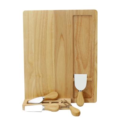 China Sustainable Home Cutting Cheese Board And Kitchen Cutting Set Customized Wooden Tray Cheese Board Knife Set for sale