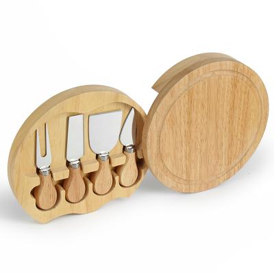 China Customized Sustainable Bamboo Wooden Acacia Marbel Cheese Rubber Board With Cutlery Set for sale