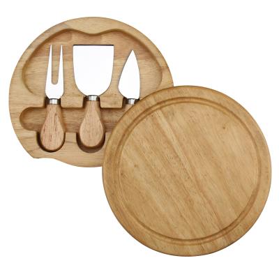 China 2021 Viable Tool Cake Charcuterie Cutter Kitchen Cheese Board Bamboo Wooden Cutlery Set Pan Round Private Label Wood for sale