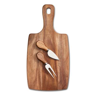 China Sustainable Custom Logo 3 Pcs Acacia Wooden Wholesale Cheese Boards Knife Set for sale