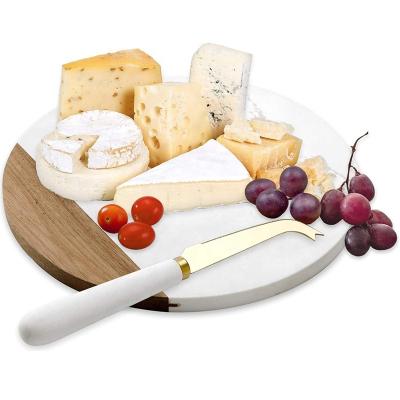 China Viable Wholesale Charcuterie Cheese Board Board With Knives Around Wooden Marble Acacia Cheese Board Set for sale