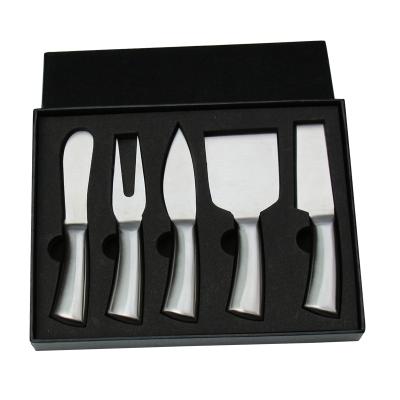 China Sustainable 5pcs Cheese Knife Black Box Cheese Knife Set With Stainless Steel Handle for sale