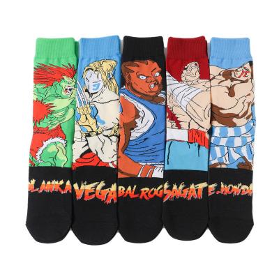 China Sporty pi cotton personality cartoon sock men's mid-tube street fighter game socks for sale