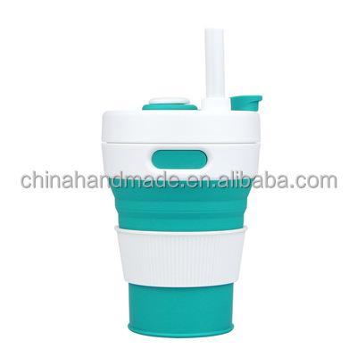 China Viable wholesale thin folding cup with Straw Cup Foldable Cups Lid camping accessories driving tour thickening silicon for sale