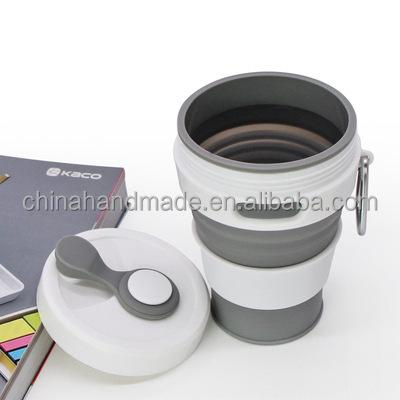 China Viable Factory Wholesale Outdoor Collapsible Mug Travel With Straw Portable Coffee Cups With Lid Silica Gel Folding Drinks Mug for sale