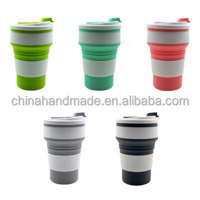 China Cheap and Good Viable Folding Travel Mug 350ml Silicone Coffee Mug Food Grade Outdoor Safe Portable Mugs for sale