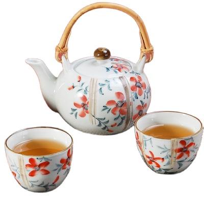 China Viable Ready Stock Japanese Pot Cup Set Hand Painted Ceramic Tea Set Chinese Oriental Teapot Sets for sale