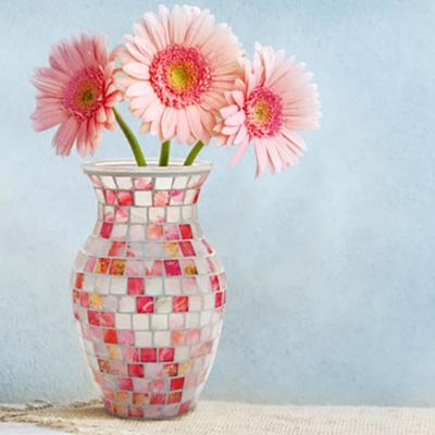 China Modern Minimalist RTS 8in Wedding Vase Rose Mosaic Glass Vases Desk Table Decoration Ornamental Atistic Living Room for sale