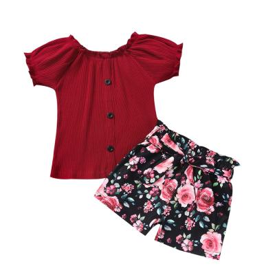 China Short Sleeve New Cute 2022 Baby Summer Clothes 1-6 Years Old Girl Floral Shorts Short Sleeve Toddler Suit for sale