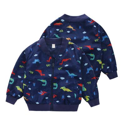 China Anti-wrinkle Fashion Baby Autumn Jackets Dinosaur Printing Collar Baby Boy's Comic Jackets for sale