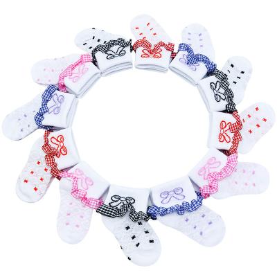 China Cotton Antibacterial Wholesale Cute Lace Baby Socks Cartoon Quilted Anti-skid Socks for sale