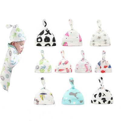 China China Wholesale PORTABLE Baby Gift Set Newborn Hat With Wrap Baby Blanket Cotton Wrap for sale