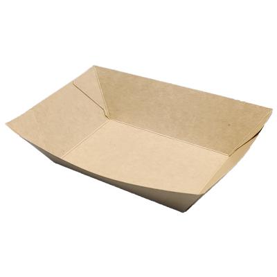 China Custom White Food Packaging Recyclable Paper Tray Box Disposable Sandwich Packaging Paper Tray Biodegradable Paper Boat Tray Brown Kraft Paper for sale