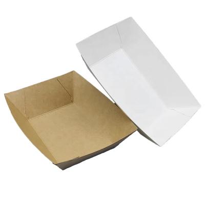 China Food Paper Tray Boat Box Fries Cookie Paper Food Tray Disposable Biodegradable Custom Kraft Paper Wrapping Recyclable Food Storage for sale