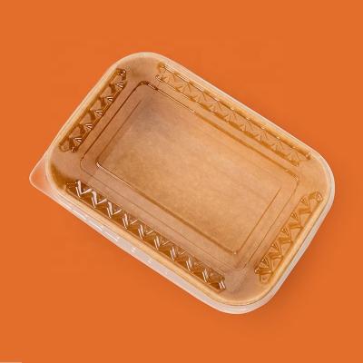 China Custom Biodegradable Lunch Box Biodegradable Takeaway Bowl Disposable Logo Logo Rectangle Salad Paper Packaging Box Disposable Kraft Paper Box OEM for sale