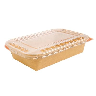 China Biodegradable Restaurant Customized Salad Bowl Disposable Square Paper Bowl Food Container Packing Salad Bowl With Lid for sale