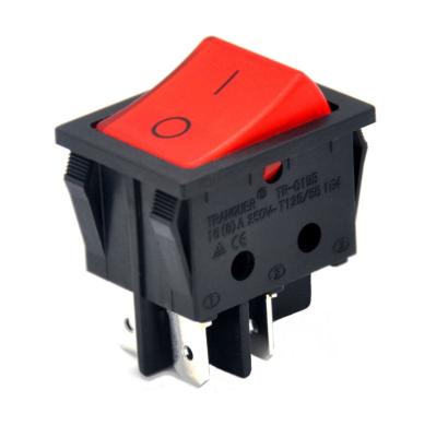 China Oil Cooler Plug Switch 16A 250V DPST Illuminated Rocker Switch 6 Per Terminals On Off for sale