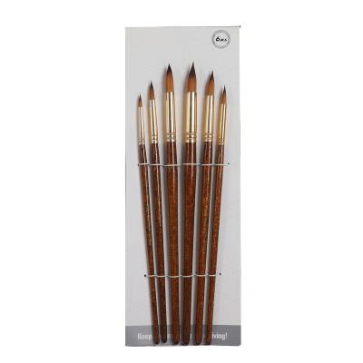 China Hot Haihui Chinese Ancient Inscription Brush Rotated Paint Brush 6pcs Nylon Hair Handle Wooden Artist Acrylic Watercolor Painting Brush Chinese Brush for sale