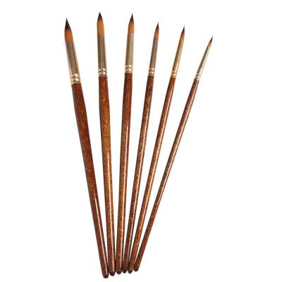 China Haihui Chinese Ancient Inscription Brush Hot Tour Paint Brush 6pcs Nylon Hair Artist Wooden Handle Acrylic Watercolor Painting Brush Calligraphy Pen Set for sale