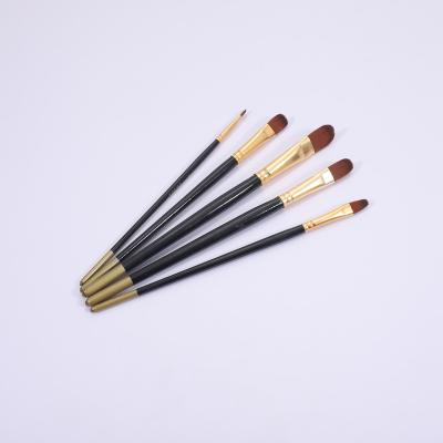 China Chinese Ancient Inscription Brush 5 Piece Suit Flat Pointed Black Paint Gold-tailed Birch Yellow Aluminum Tube Two Color Nylon Wool Artists Inscription Brush for sale