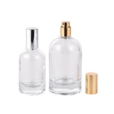 China Cosmetic perfume glass spray bottle Custom Logo Cosmetic Refillable Round 30ml 50ml Fine Mist Spray Glass Perfume Bottle for sale