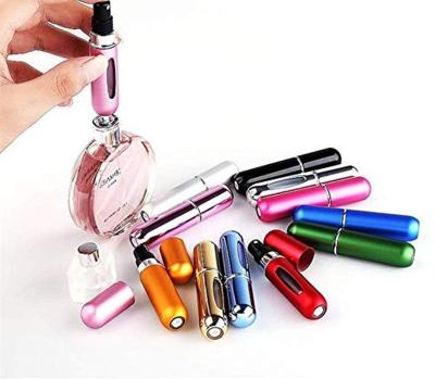 China Cosmetic Free Sample 5m Metal Travel Mini Portable Size Spray Refill Atomiser Aluminum Refillable Perfume Atomizer Bottles for sale